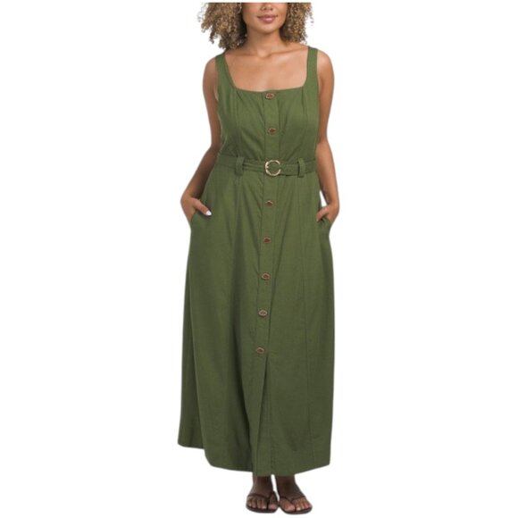 TAYLOR Dresses & Skirts - TAYLOR Square Neck Faux Button Down Maxi Dress